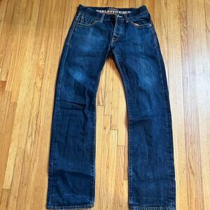 Maison Bibliotheque Jeans Men 32 X34 Straight Y2K Blue Denim USA Button Fly